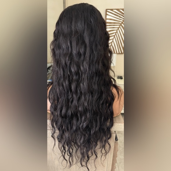 Elegant Black Brown Wavy Hair Wig 26 inch 13x4 free parting wig - Picture 8 of 11